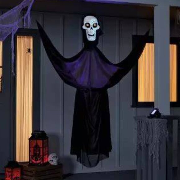 Halloween Decor Bundle - Hanging Ghoul, Dish Towels, & Red LED Bulb - Picture 2 of 12